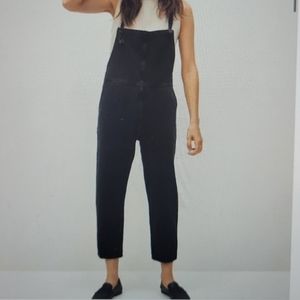 MNG Mango Black Denim Overalls Size Medium
